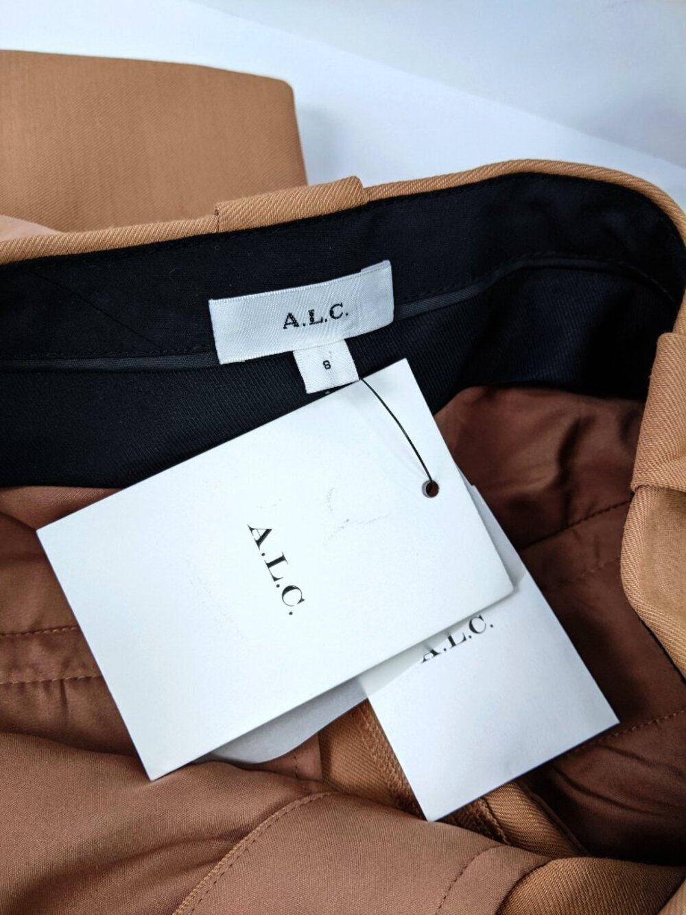 NWT - A.L.C. Flat Front Straight Leg Trousers Minimal Chic Tan Brown Size 8 - Picture 5 of 8